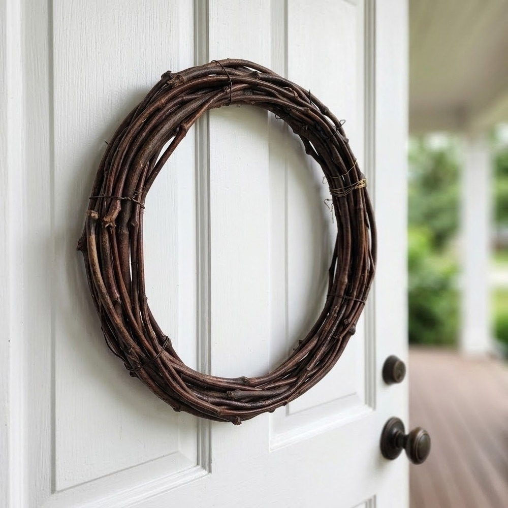 Grapevine Wreath 18" Natural Wood Rustic Farmhouse Door Decor Cottagecore Twig
